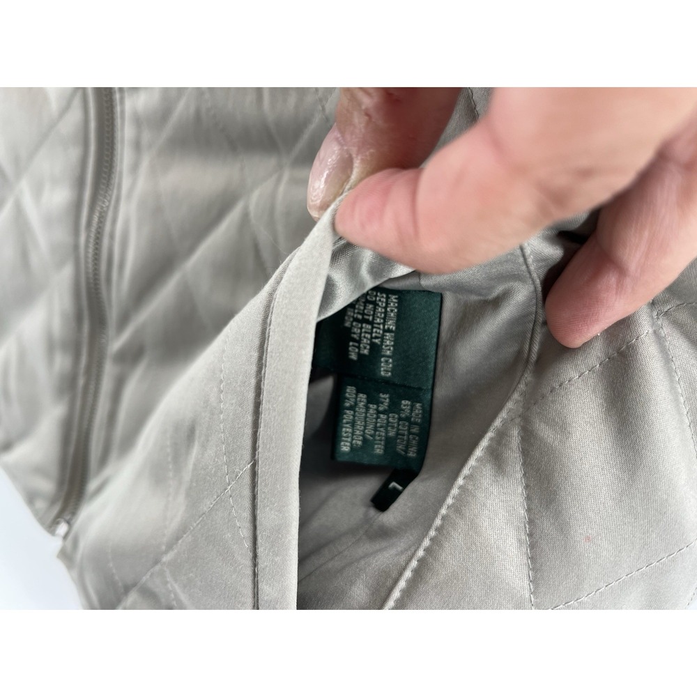 Ralph Lauren Vest Womens Medium Cream Grey Quilted‎ Reversible Outdoors Polo - Picture 6 of 10